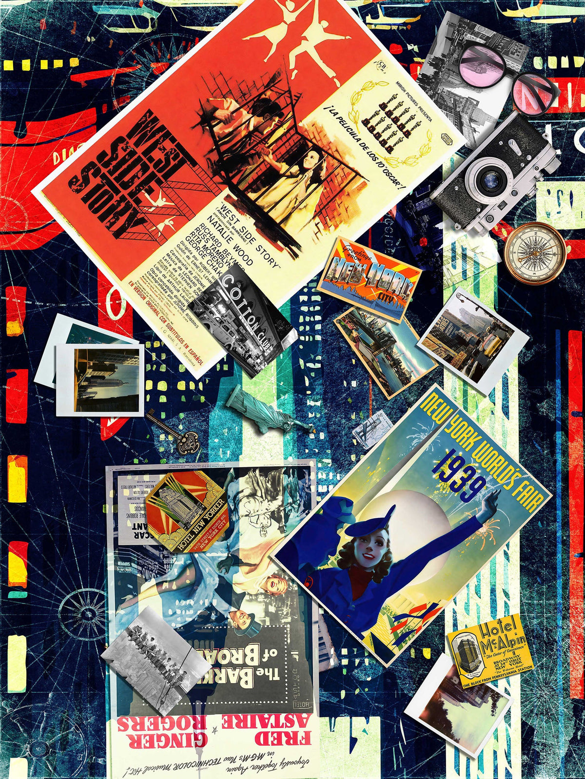 Around the World Vintage Style Fabric: New York