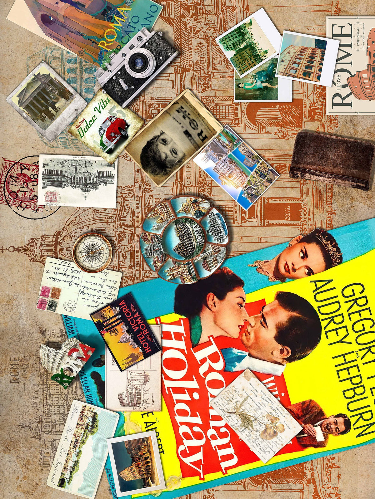 Around the World Vintage Style Fabric: Rome