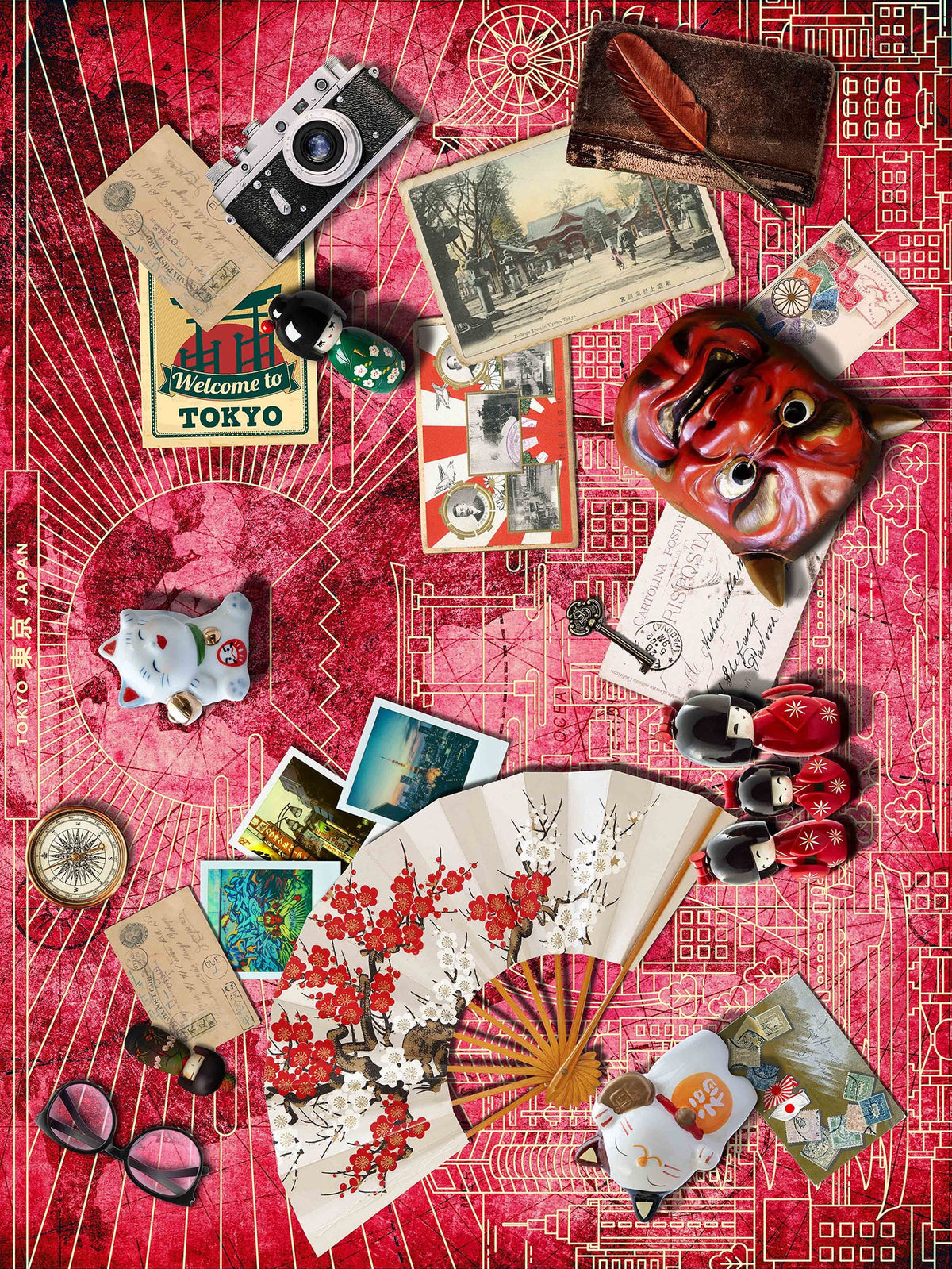 Around the World Vintage Style Fabric: Tokyo