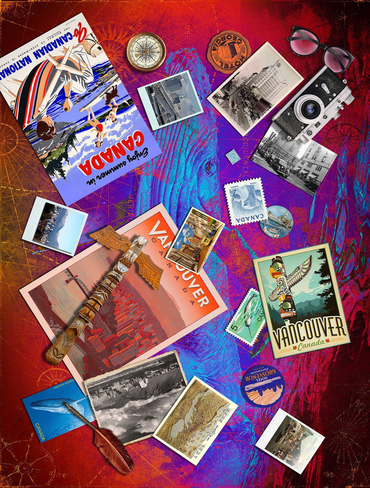 Around the World Vintage Style Fabric: Vancouver