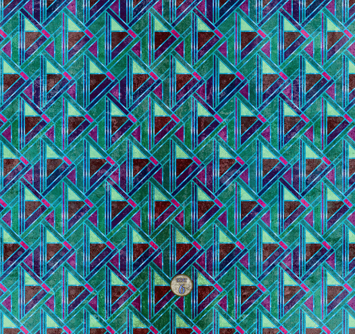 Deco Aqua Geometric Cinema Seat Fabric