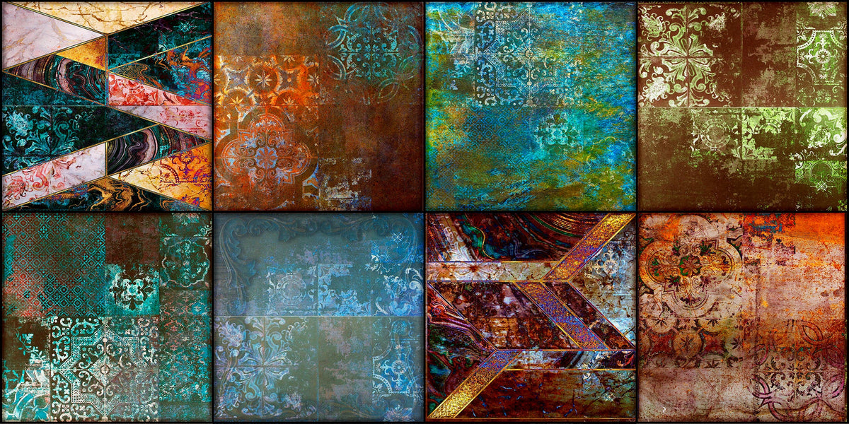 Decorative Geometric Teal Hue Flooring