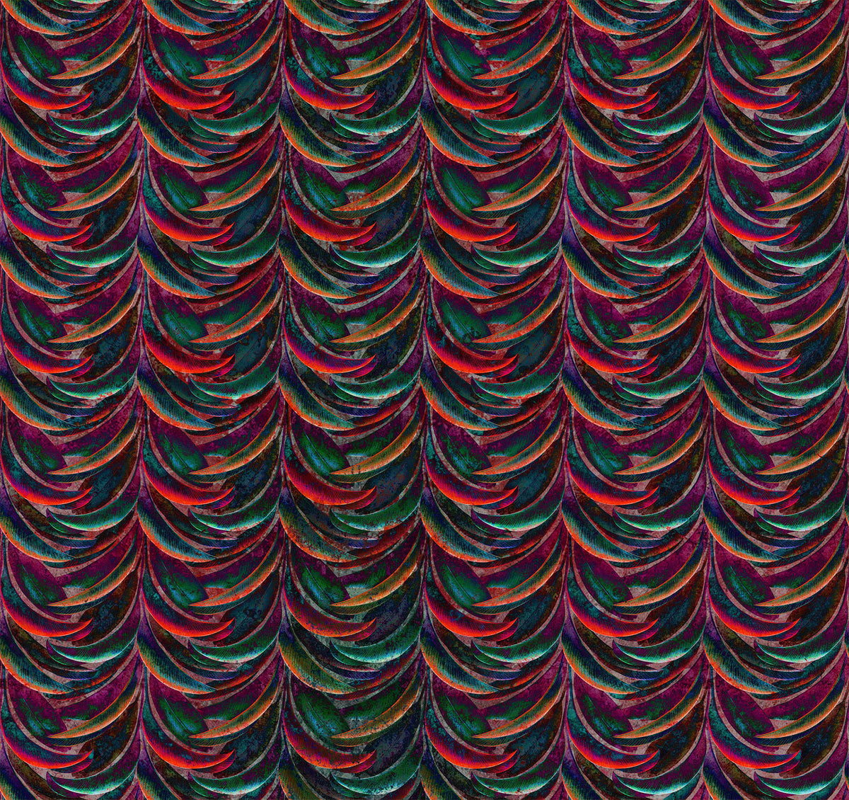 Decorative Multi Feather Motif Cinema Seat Fabric