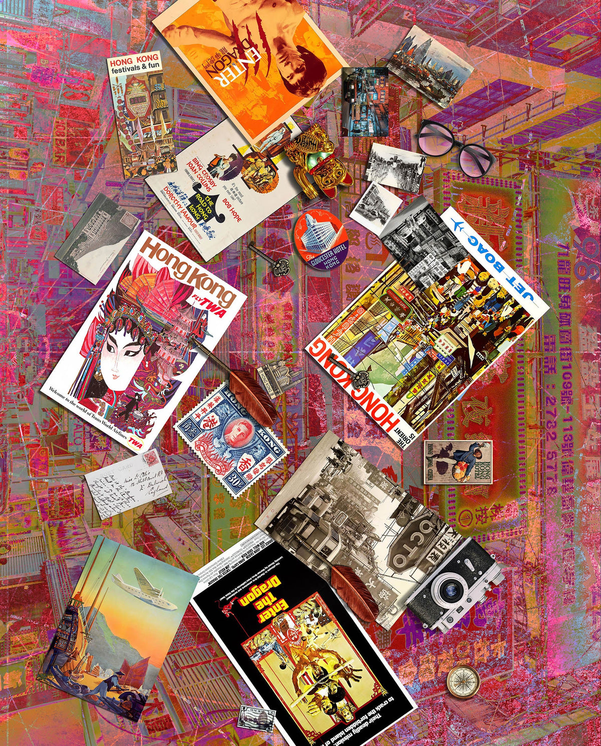 Around the World Vintage Style Fabric: Hong Kong