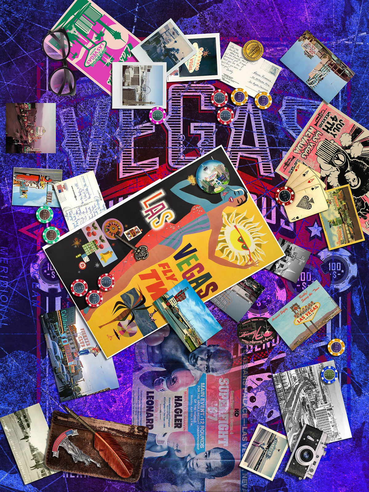 Around the World Vintage Style Fabric: Las Vegas