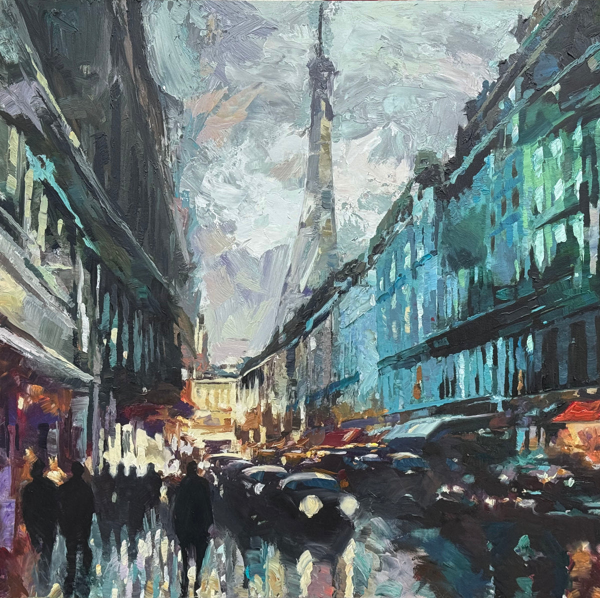 *SOLD*Paris Hustle Cityscape Painting