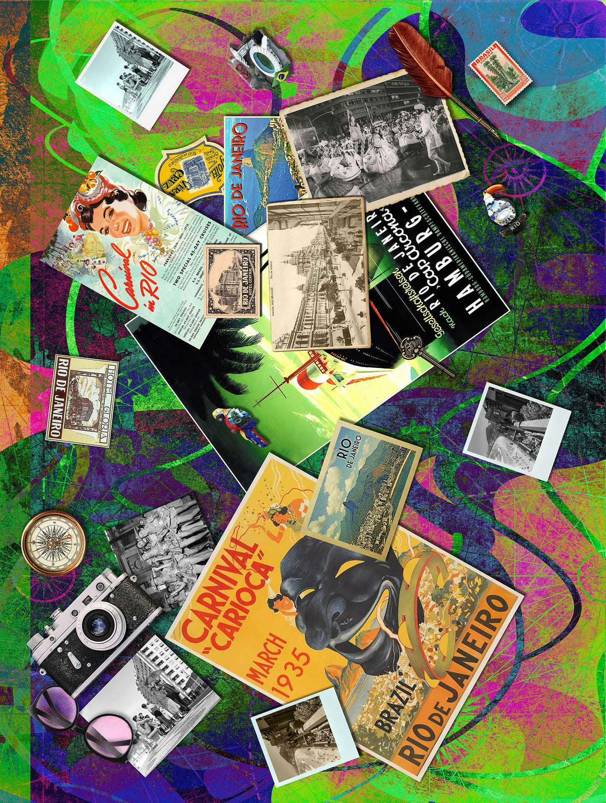 Around the World Vintage Style Fabric: Rio de Janeiro
