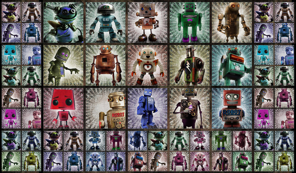 Urban Retro Robot Fabric